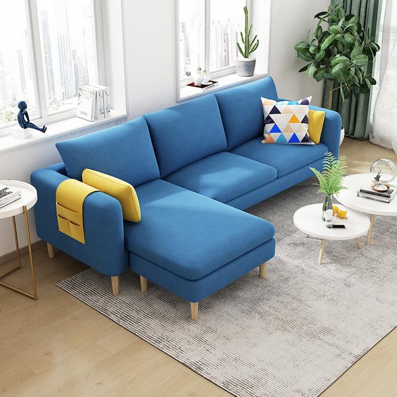 Simple L-Shape Reversible Sponge Cushioned Sofa Recliner 3 Person with Pillow Back & Square Arm - image 4