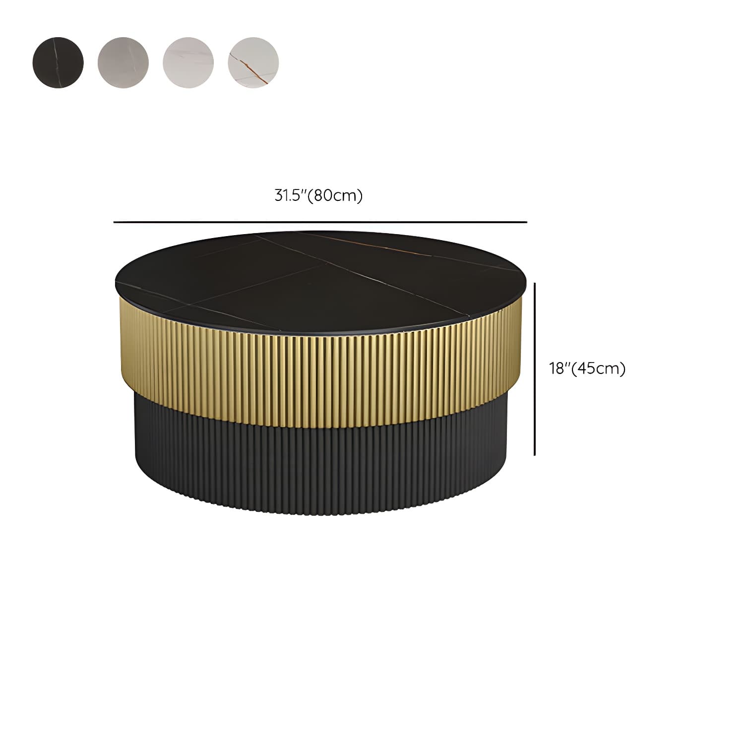 Round Slate Coffee Table Glam Pedestal No Distressing Single Coffee Table - image 20
