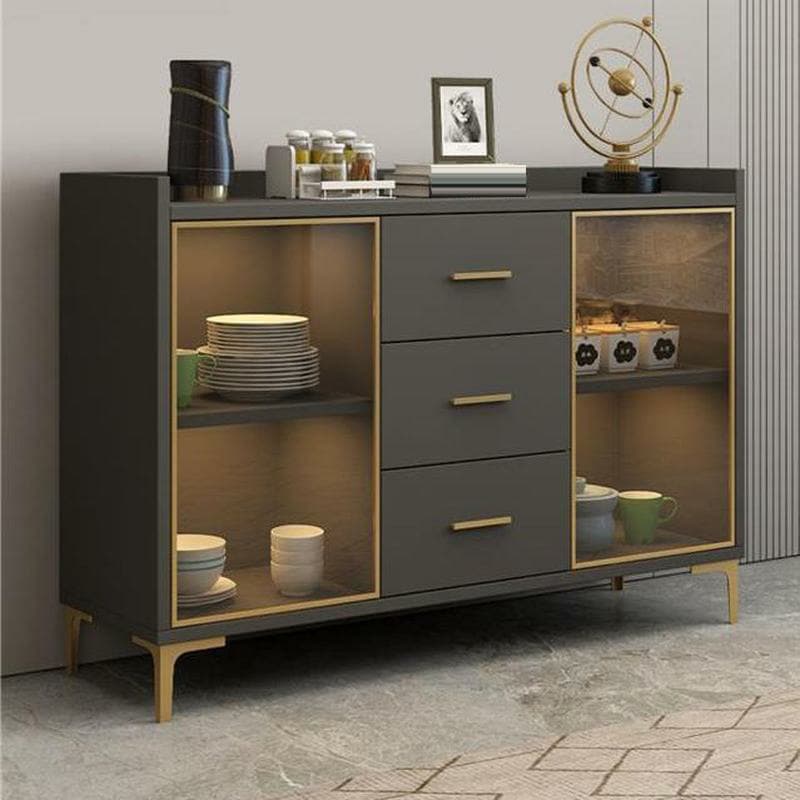 Glam Wood Sideboard with Glass Doors, Lighting Included, and Adjustable Shelves - image 5