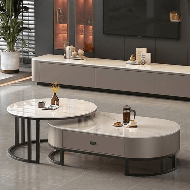 Modern Nesting Accent Table Set with Structure Base and Oblong Top - image 3
