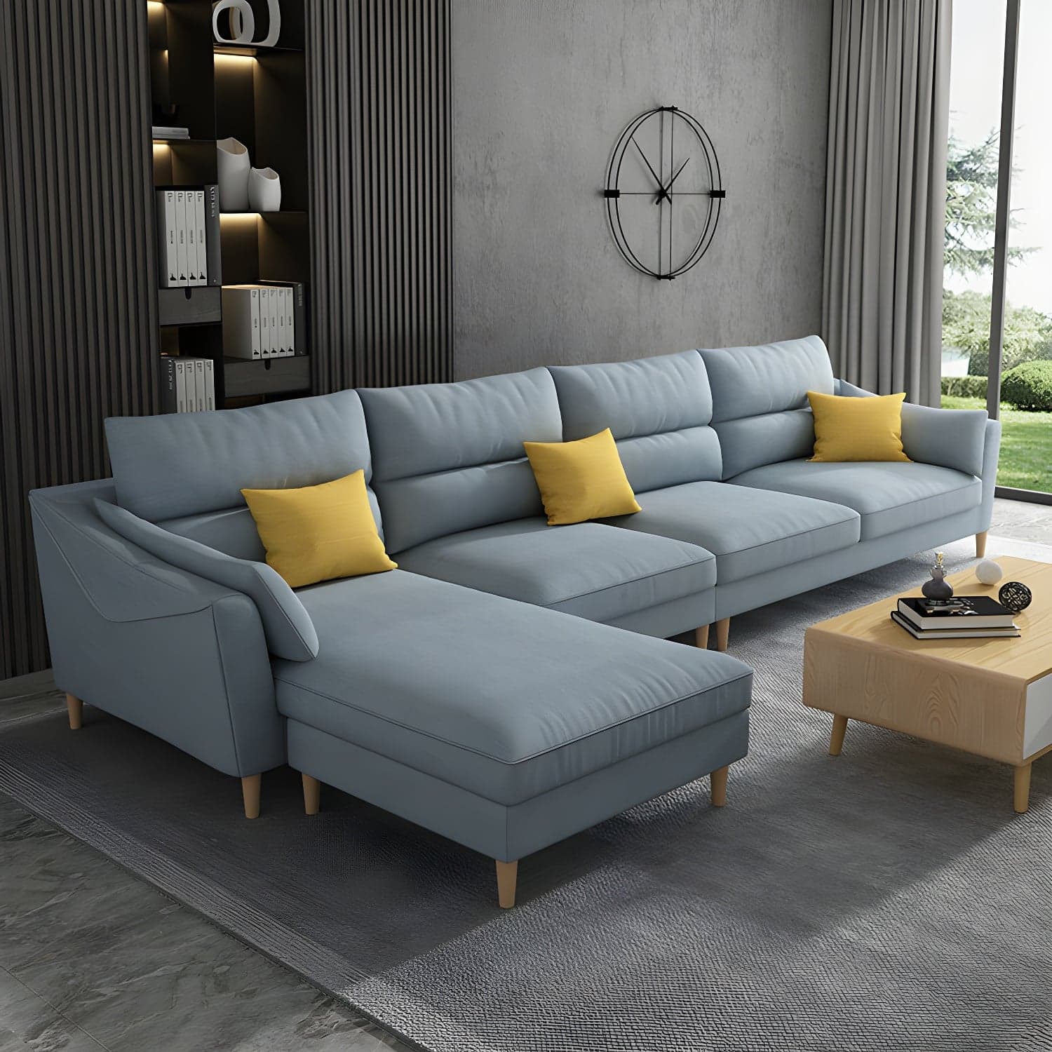 Scandinavian Wood Frame Straight Modular Sofa with Slipcover and Ottoman in 3 Piece Set - image 3