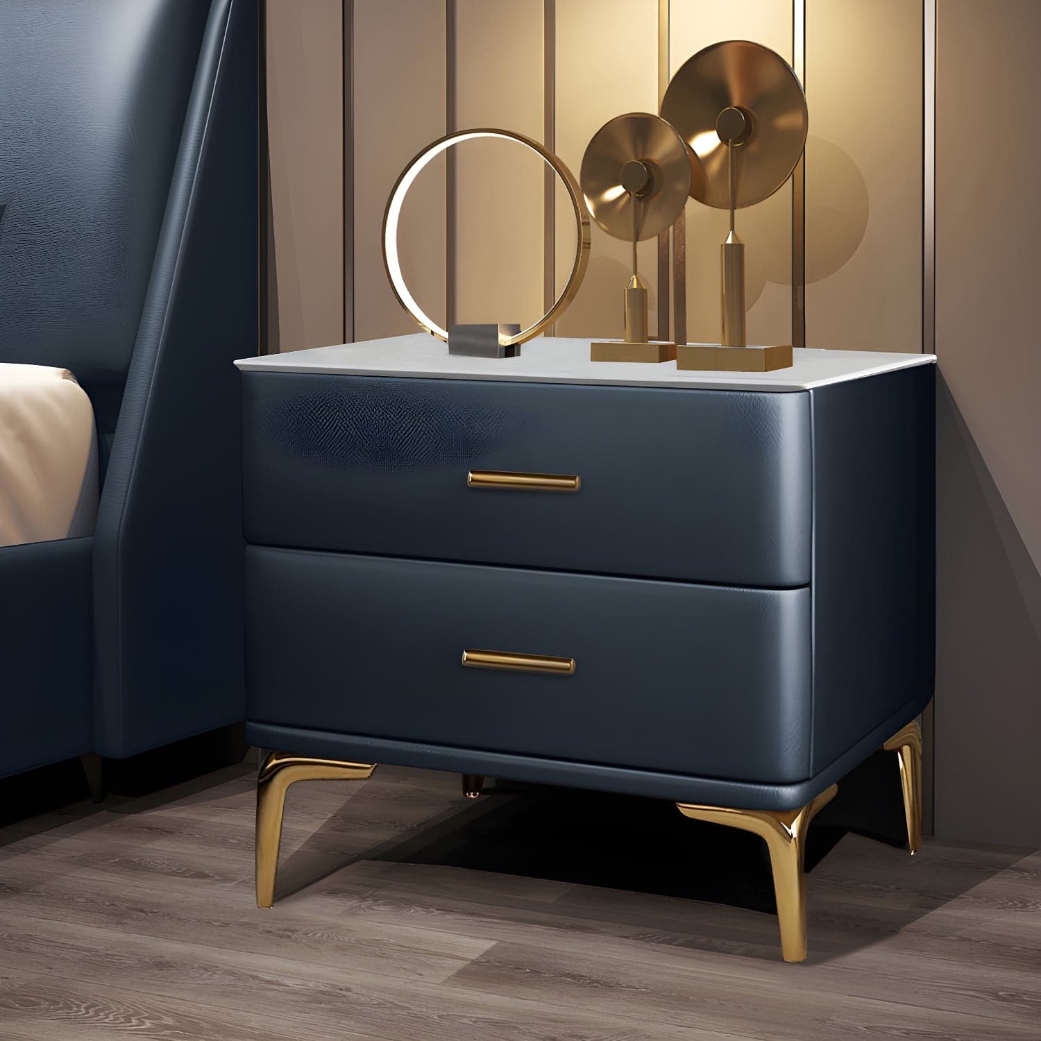 Modern Solid Wood Drawer Storage Night Table 2 Drawer Bed Nightstand - image 3