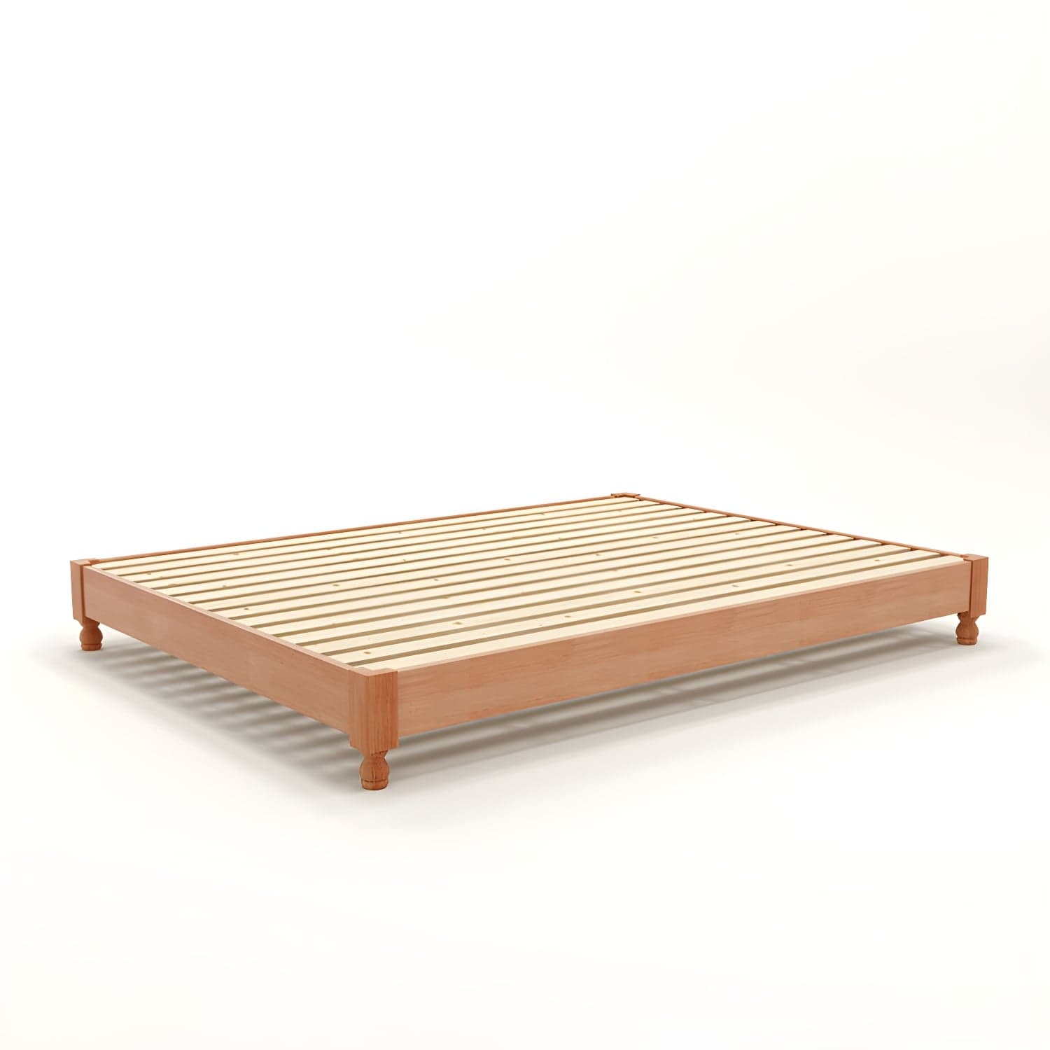 Solid Wood Standard Bed Contemporary Rubberwood Platform Bed with Legs