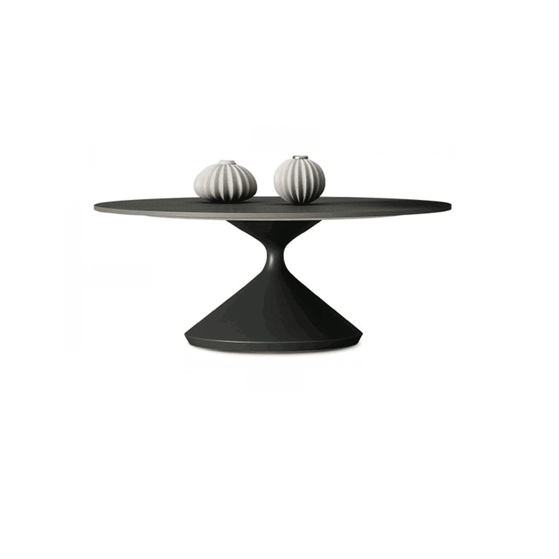 Single/Nesting Postmodern Circular-shaped Chalk/Ink Sintered Stone Pedestal Base Side Table - image 11