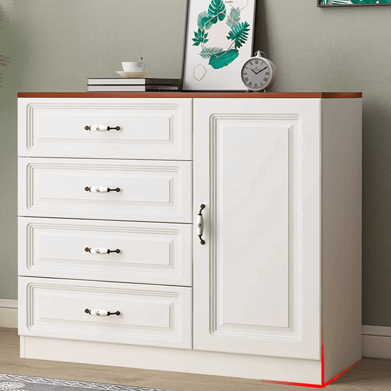 Sleeping Room Use Trendy White Wood Wardrobe Chest with Shelves - image 4