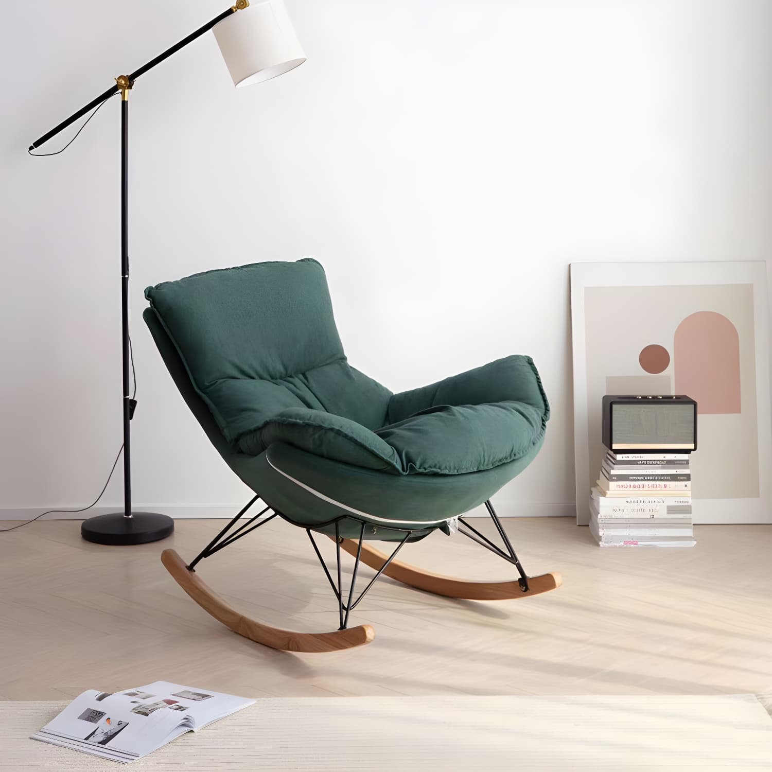 Solid Wood Rocking Chair Modern Rocker Chair with Removable Cushions - image 10