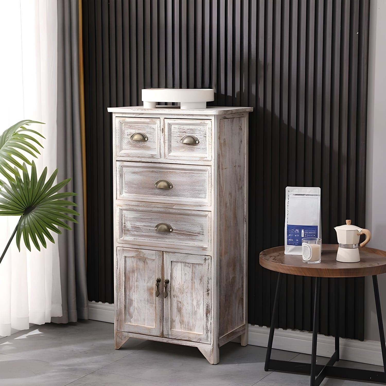 Rectangle Mid Century Modern Solid Wood Accent Cabinet with 1 Cabinet and Drawers - image 4