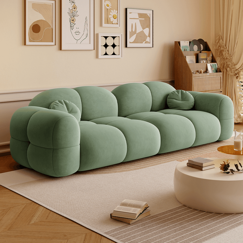 Contemporary Solid Color Tear Resistant Standard Sofa in Gray/Emerald Green/Ivory for 5/for 4/Seats 3 with 2 Pillows