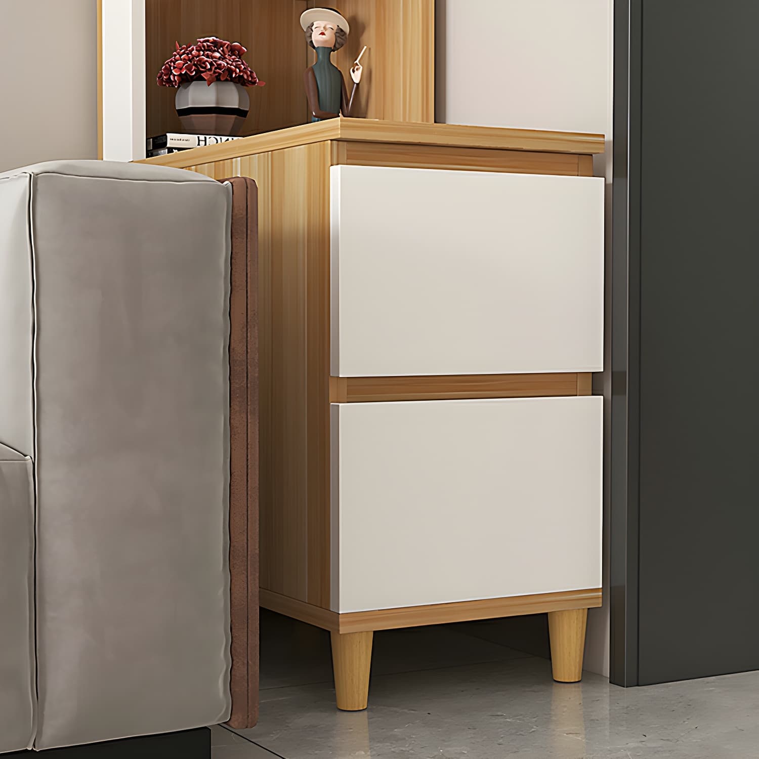 31" Wide Contemporary Corner 2 - Drawer Accent Chest with Shelves - image 11