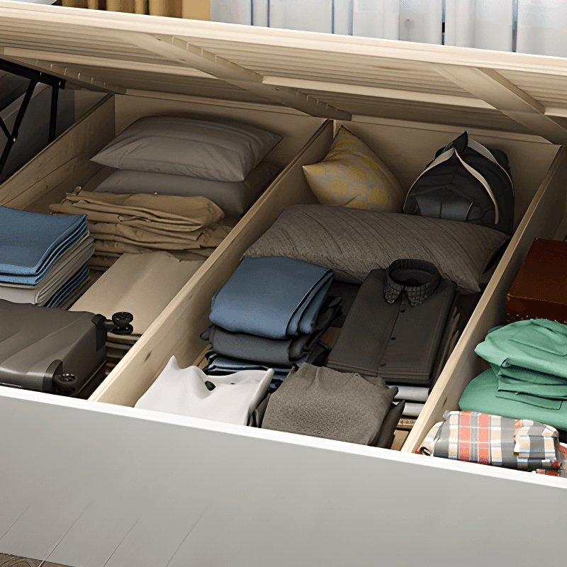 Modern Simple Style Natural Timber Bed with Lift Up Storage for Living Room - image 3