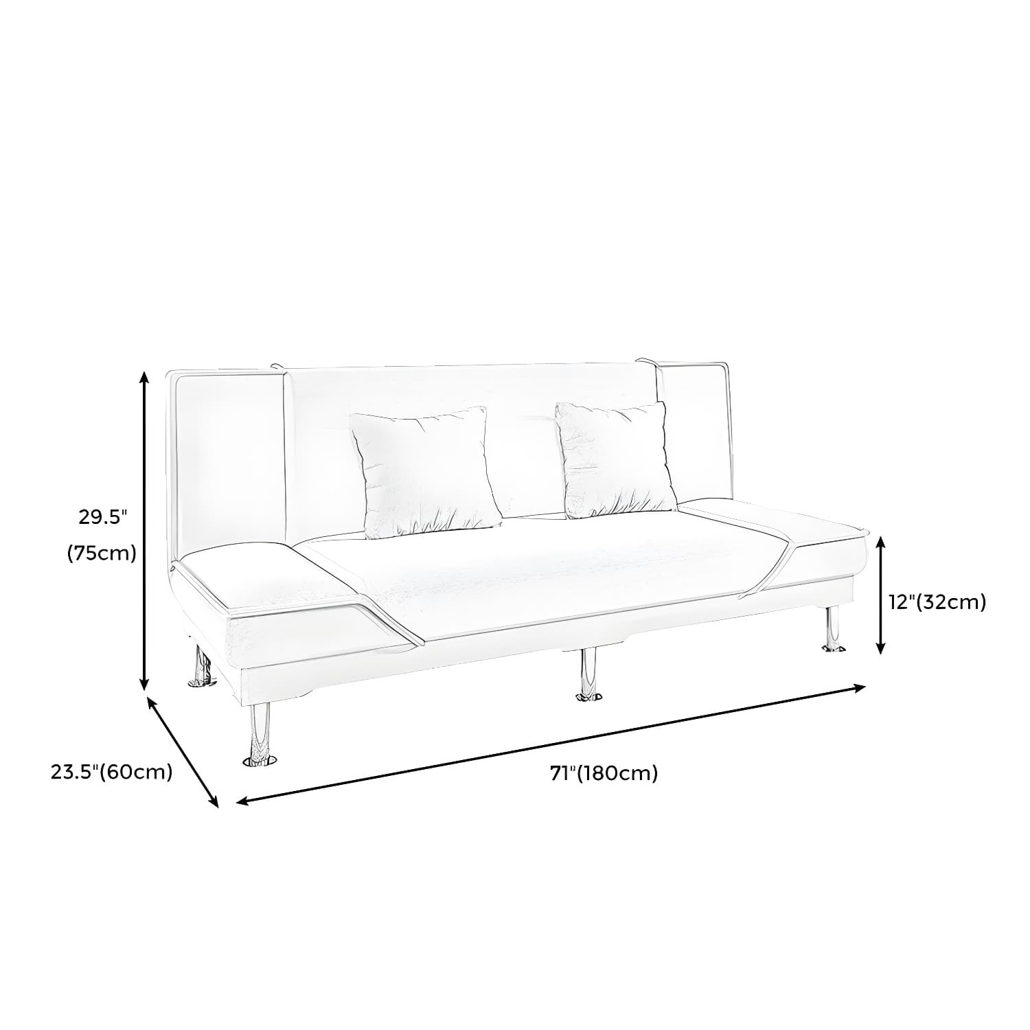 Armless Settee with Cotton Blend 19.68" W Convertible Sleeper Sofa for Living Room - image 20