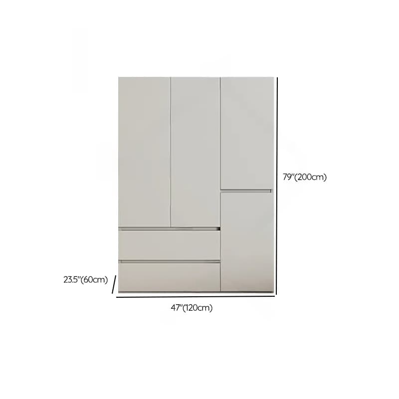 Cream Trendy Reclaimed Wood Wardrobe Armoire with Soft Close Drawer, Soft Close Door, Interior Shelves, and Clothing Rod - image 45