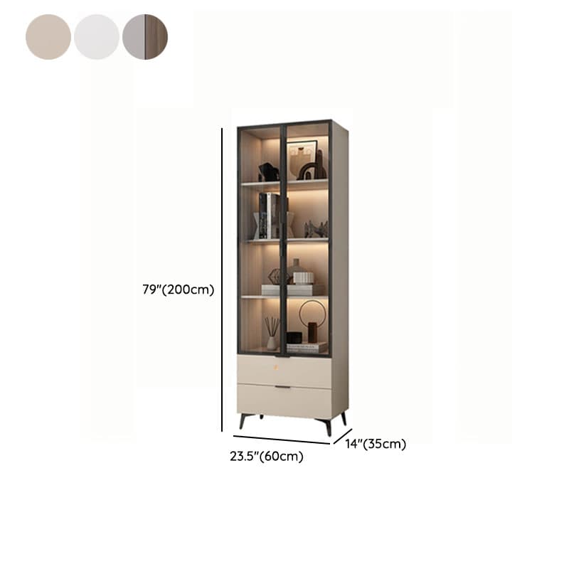 Brown Manufactured Wood Utility Storage Cabinet with Storage Cabinet, Glass Door, Cabinet Bars, Soft Close Drawer and Light - image 12