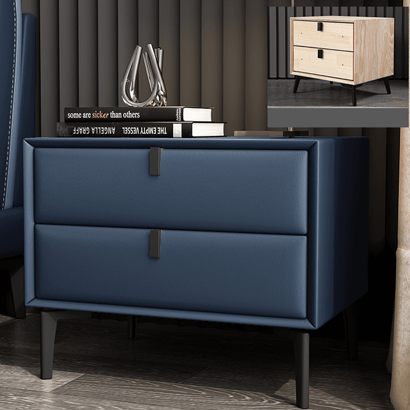 Stylish 2 Tiers Nightstand With Drawer Storage and Artificial Leather Countertop - image 3