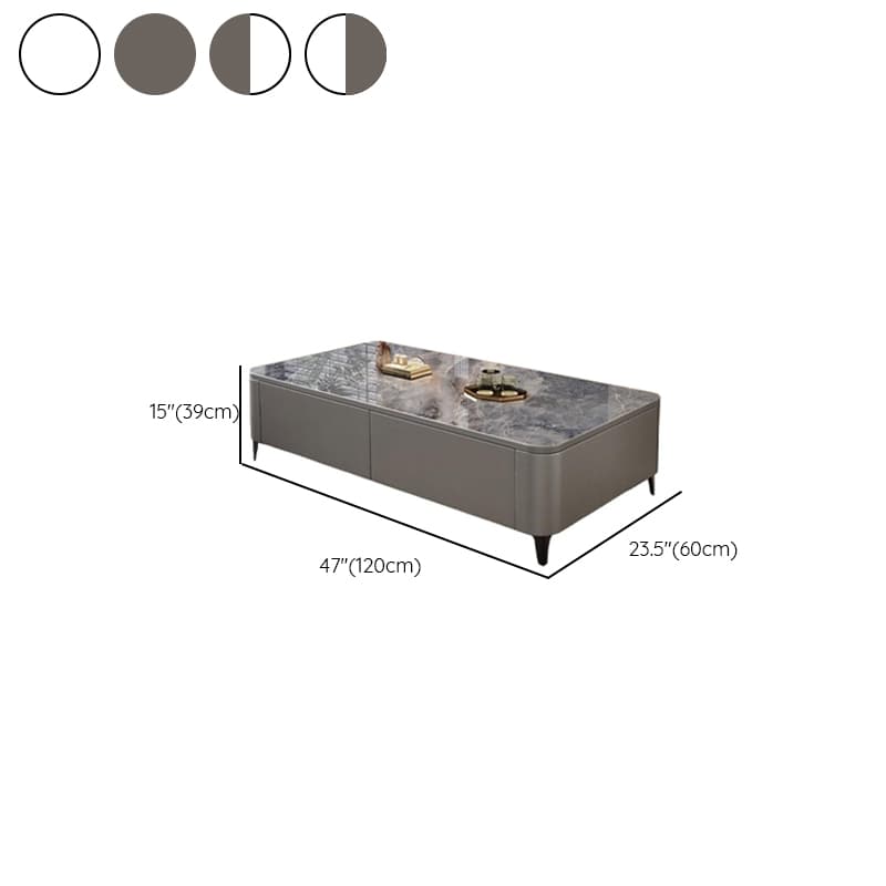 Rectangular Calfskin Accent Table with 2 Drawers - image 11