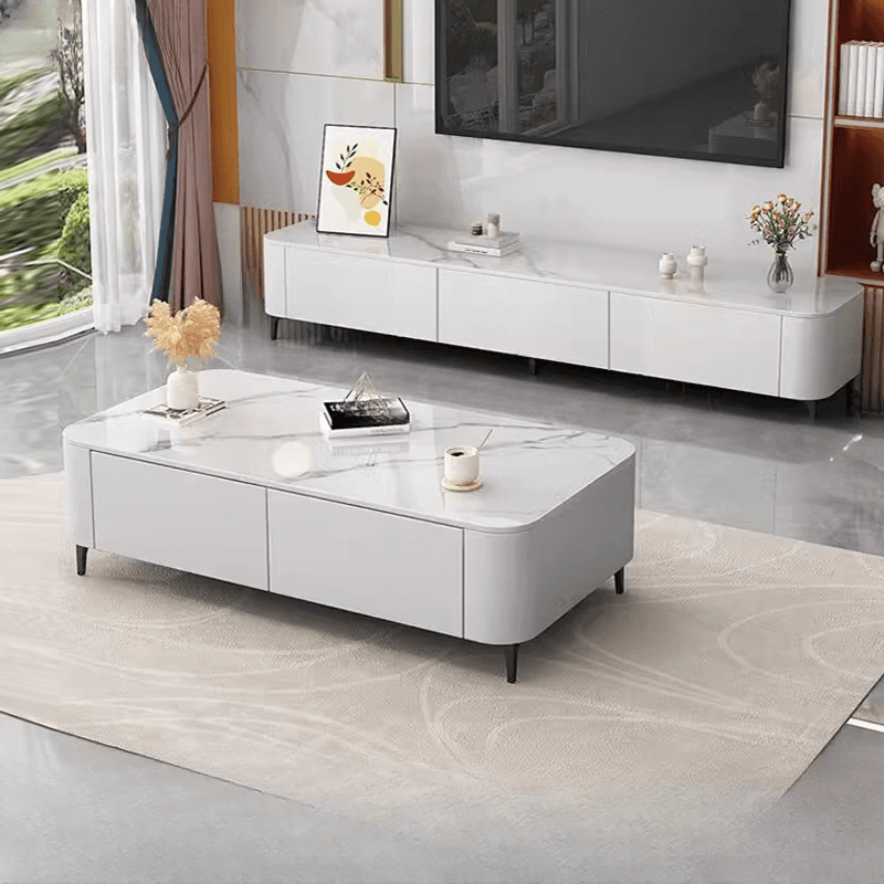 Rectangular Glass TV Stand with 3-Drawer in an Art Deco Style - image 3