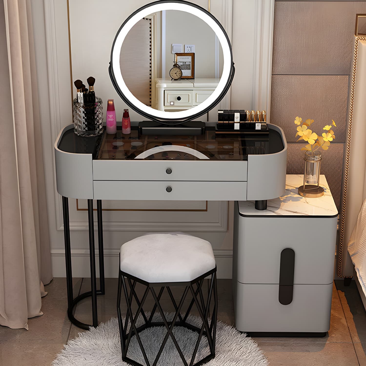 Contemporary Wood Make-up Vanity 15.75" Wide Make-up Vanity with Drawers - image 5