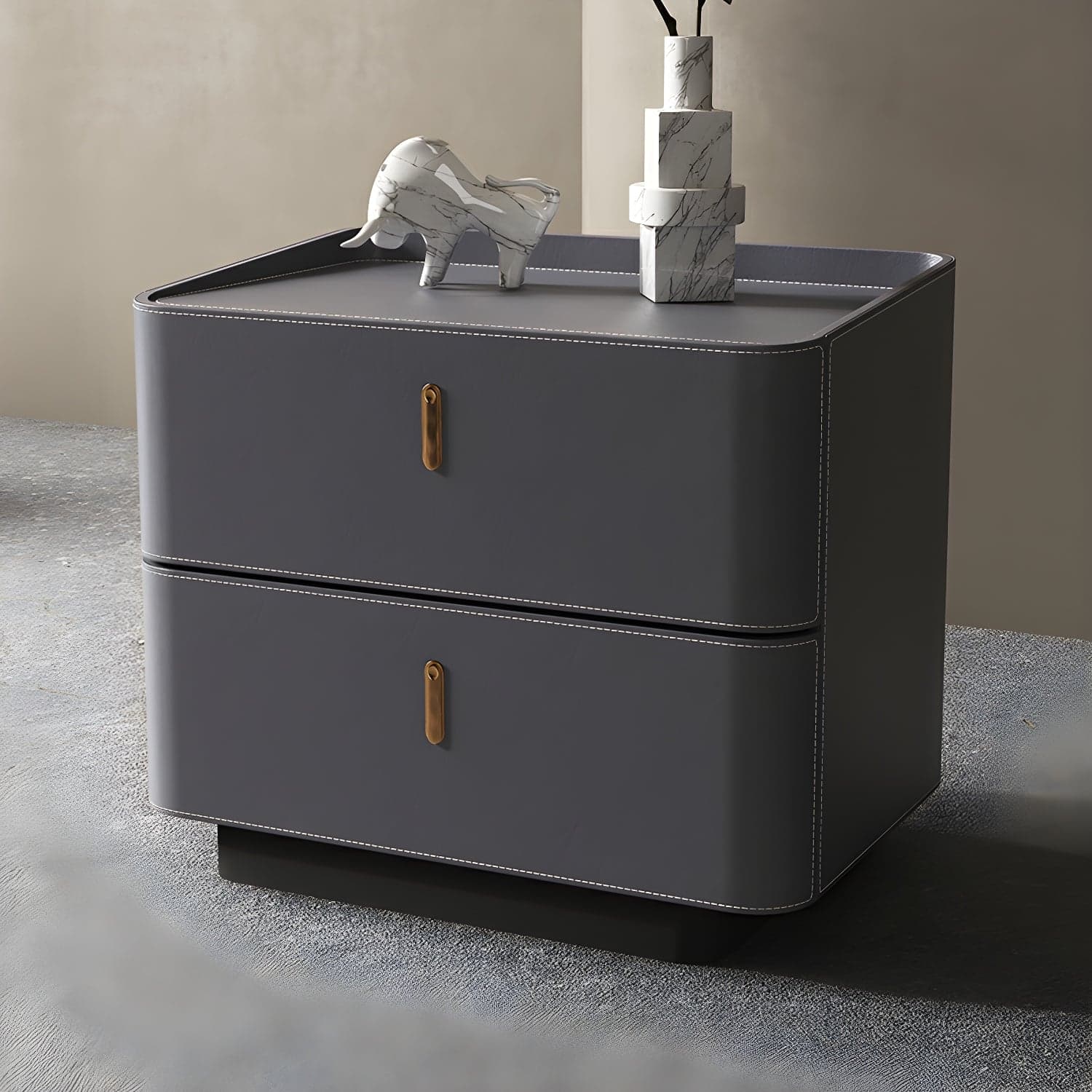 Modern Wood Grain Design Solid Wood Nightstands with Two Drawers - image 6