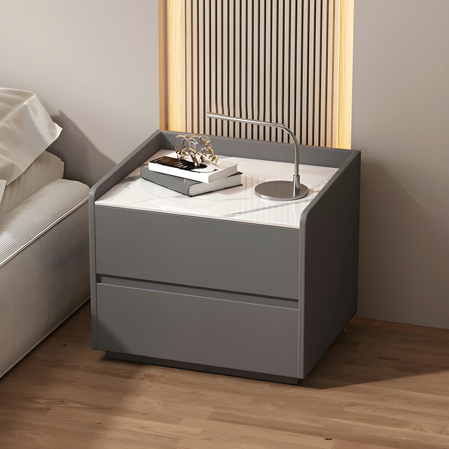 White Slate Countertop Nightstands Increase The Surrounding Height to Prevent Falling - image 11