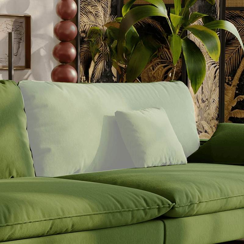 Gray/Sage/Amber Color Standard Sofa with Armrest and 4 Pillows for Drawing Room - image 13
