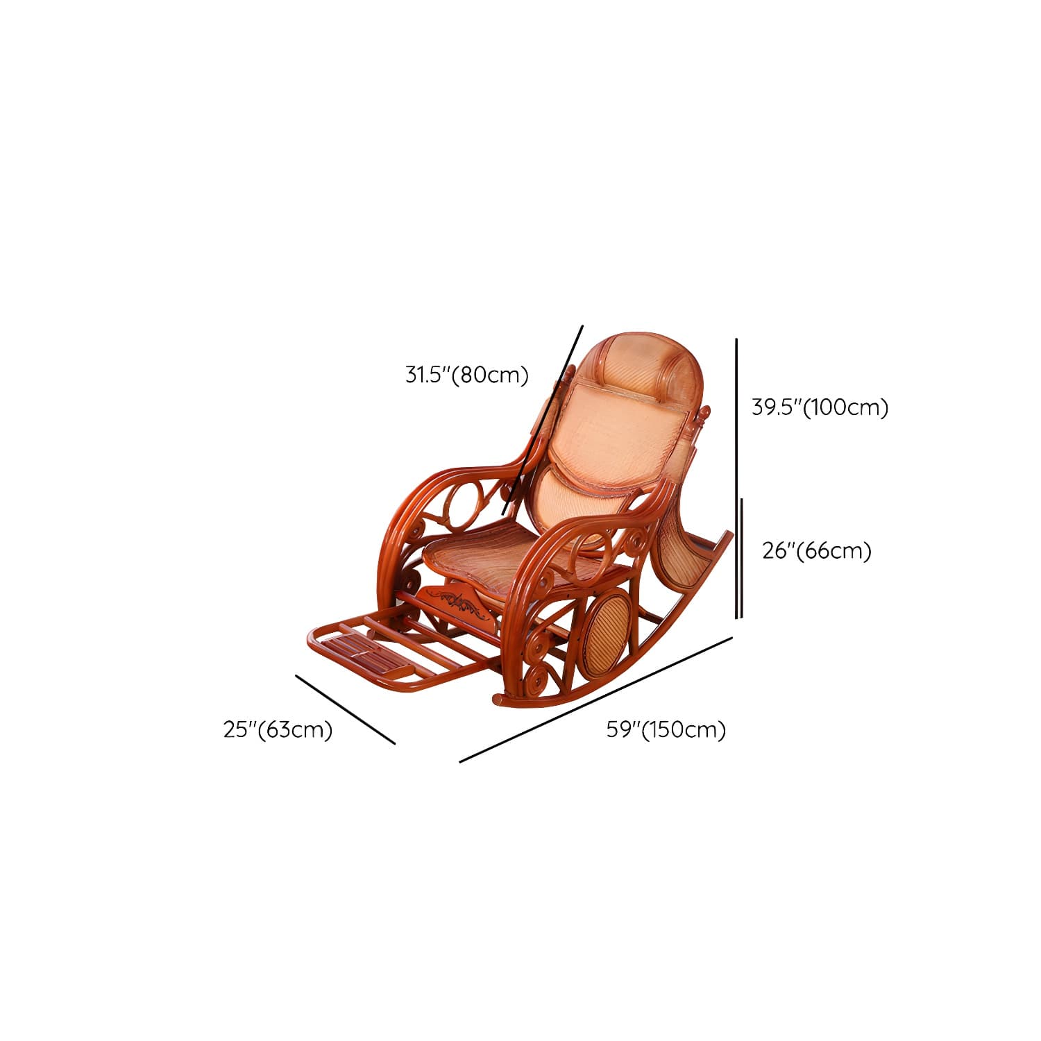 Traditional Rocking Chair Rattan Solid Color Spindle Backrest Indoor Rocking Chair - image 21