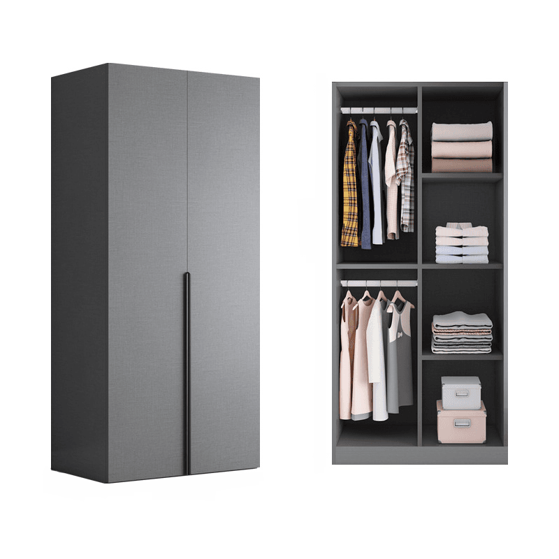 Trendy Dove Grey Wooden Wardrobe with Interior Shelves, Soft Close Door & Hanging Rod - image 15