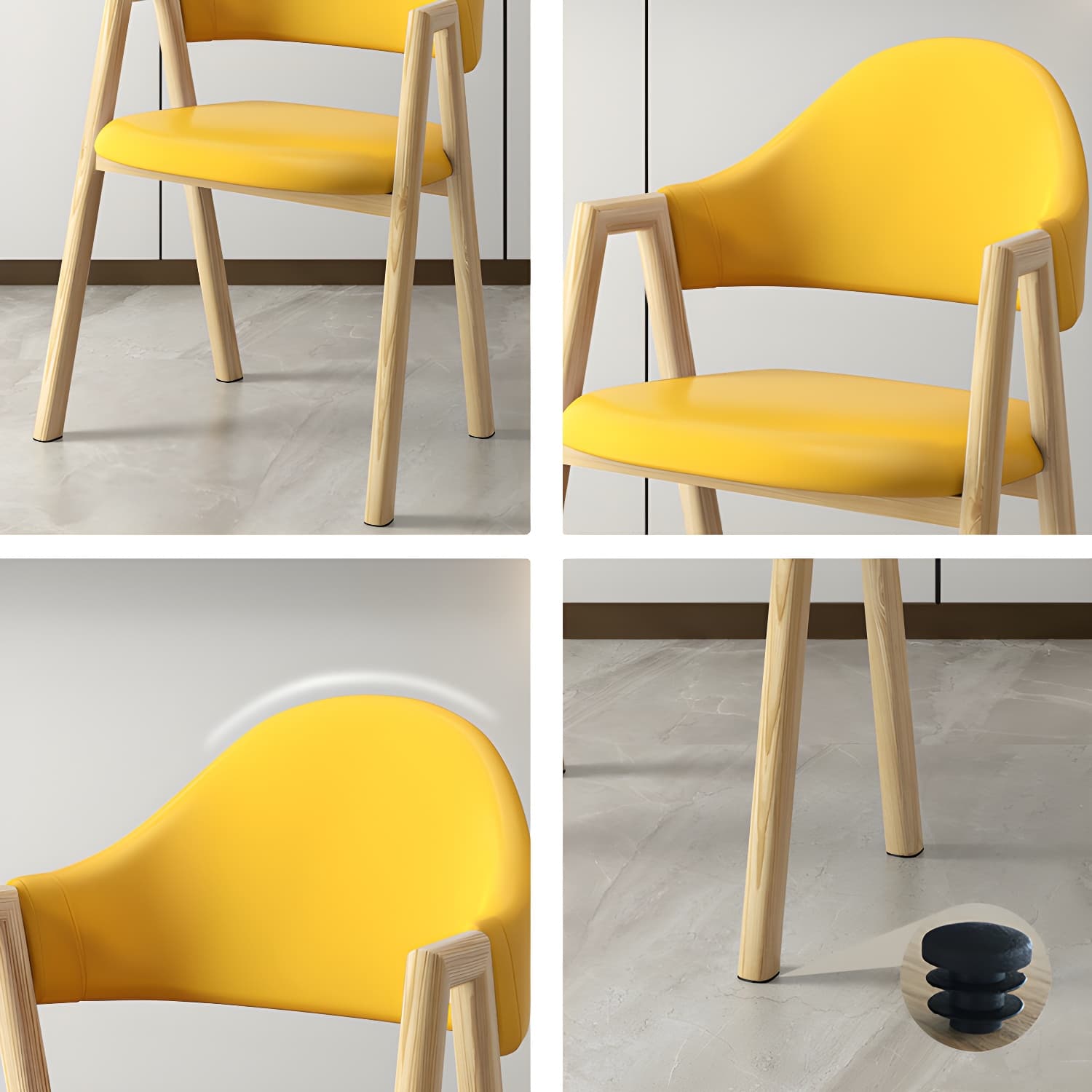 Scandinavian Study Room Metal Arm Chair Colorful Open Dining Chair with Natural Legs - image 23