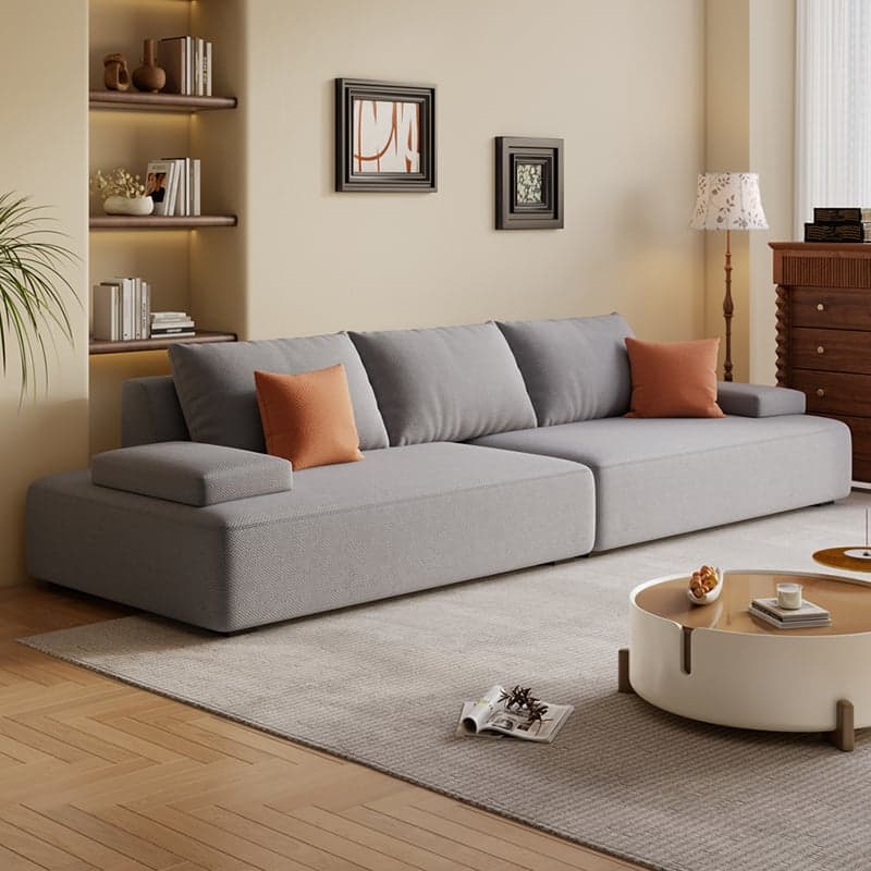 Modish Solid Color Stain Resistant Standard Sofa in Black/Light Gray/Beige for 6-Seater with 2 Pillows - image 6