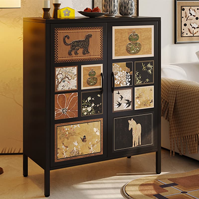 Damp-proof, Scratch-immune Steel Accent Cabinet with Adjustable Shelf, Grip Bars in Midnight Black/Chalk, Stain Resistant - image 7
