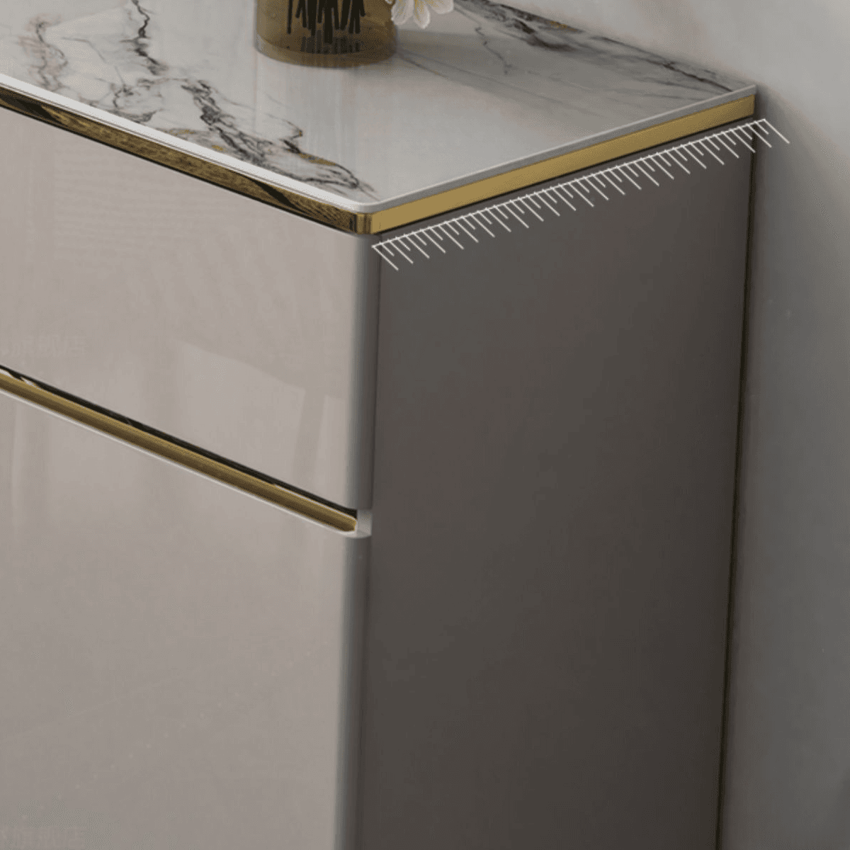 Elegant Standalone Sideboard with 5 Drawers, 5 Doors, and Faux Marble Countertop - image 9