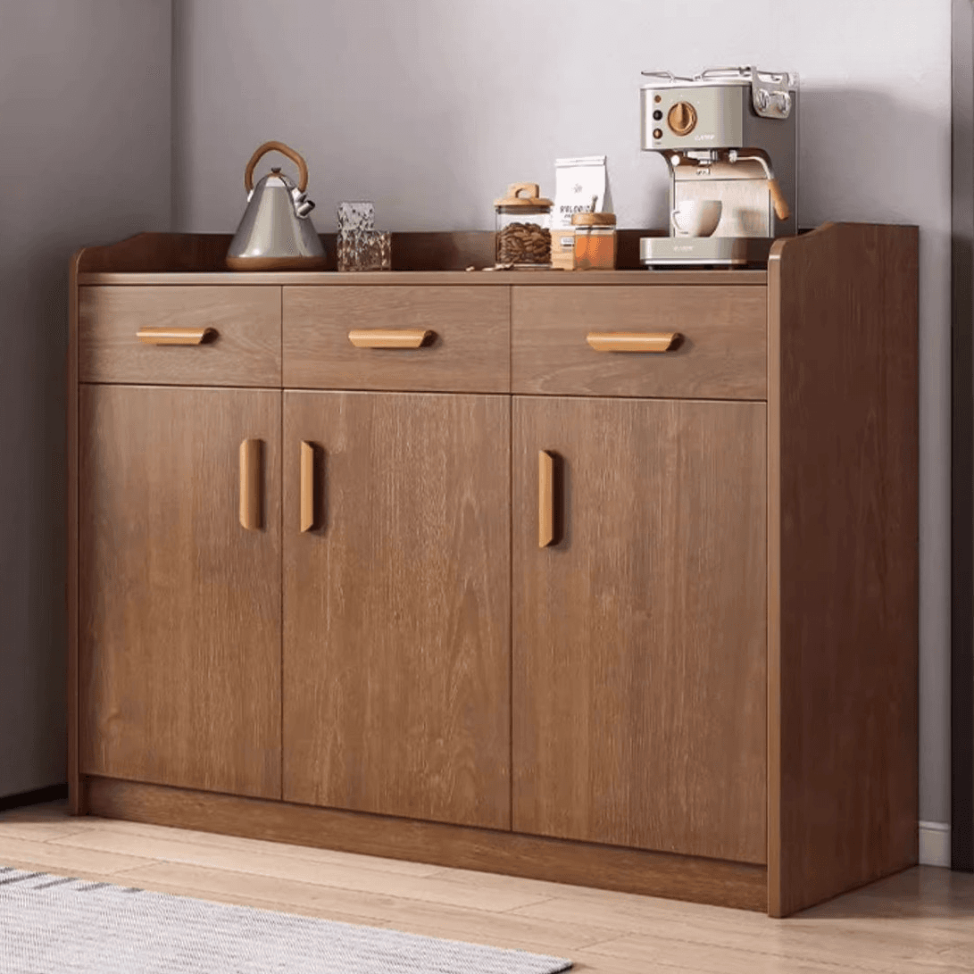 Modish Sideboard/Microwave Shelf Cabinet with Multiple Drawers, Narrow Size, 1 to 3 Shelves, Larder Storage, Timber Countertop, and Various Doors - image 6