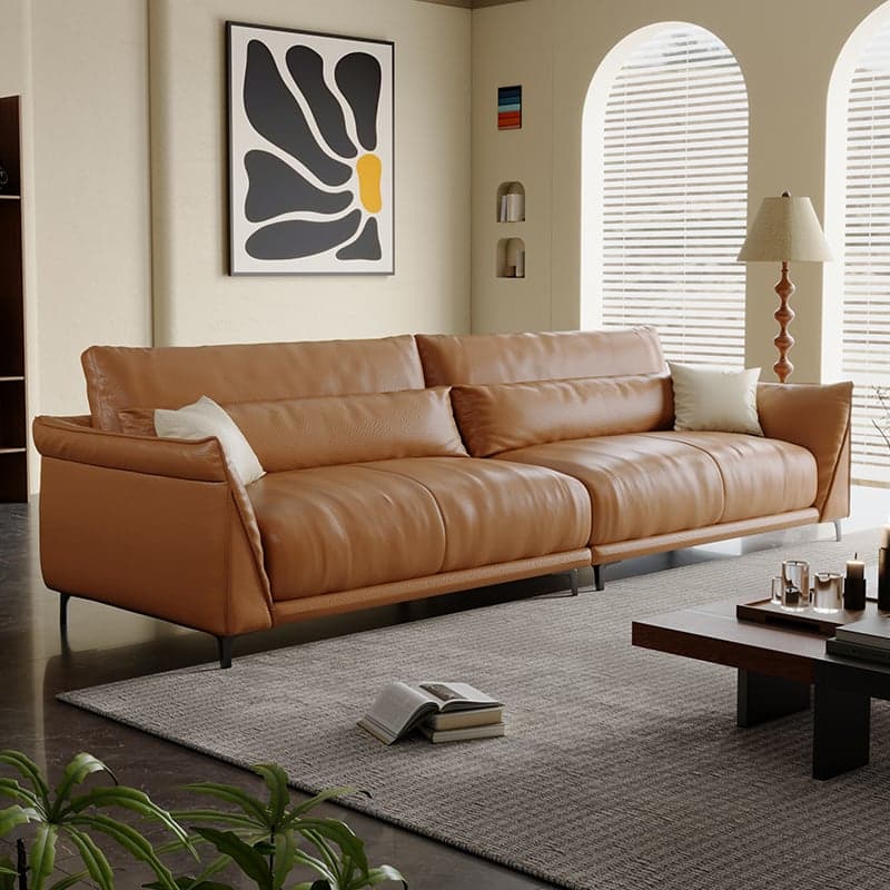 Drawing Room Standard Sofa in Pu Leather/Flannel with Blush/Mocha/Amber Color and Armrest - image 3