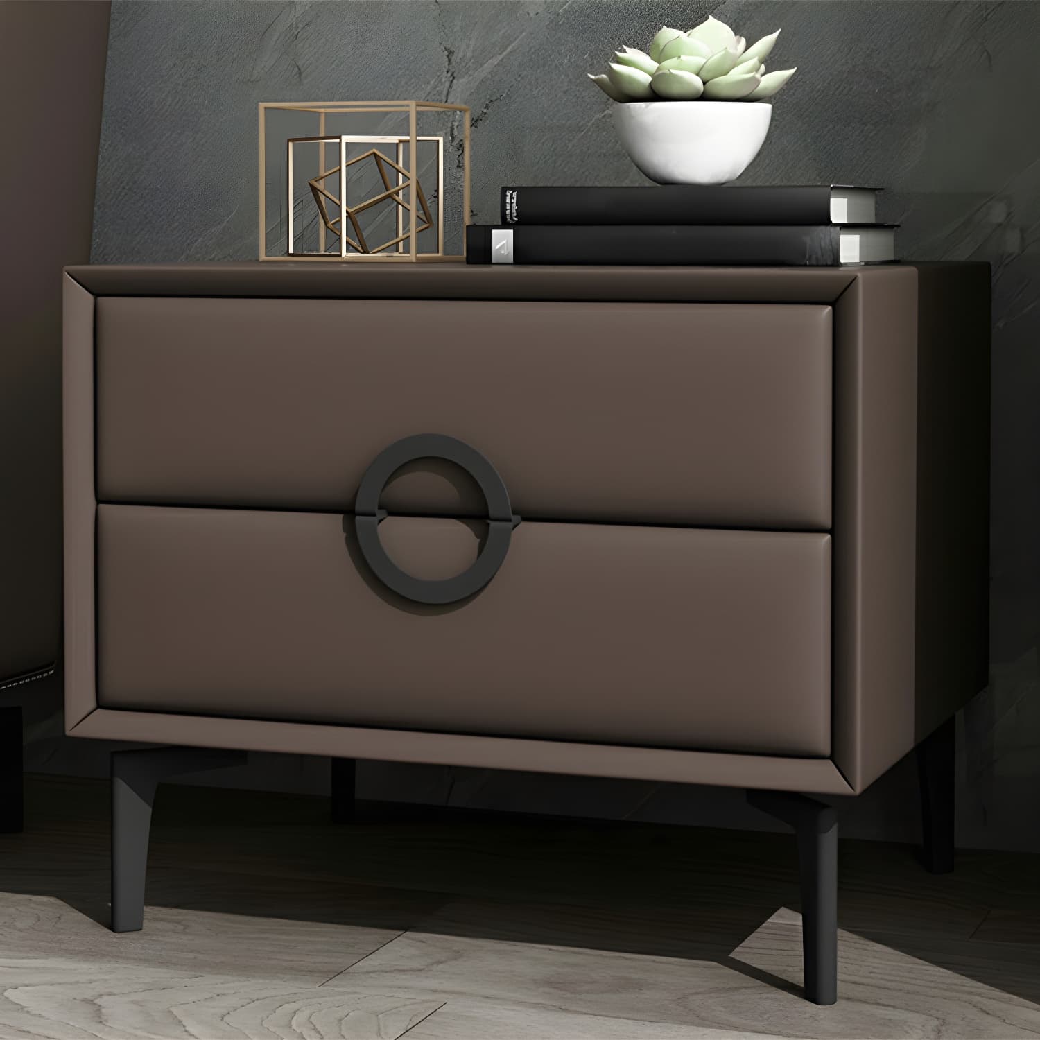 Glam Style Solid Wood Two Drawers Nightstand with Legs for Bedroom - image 6