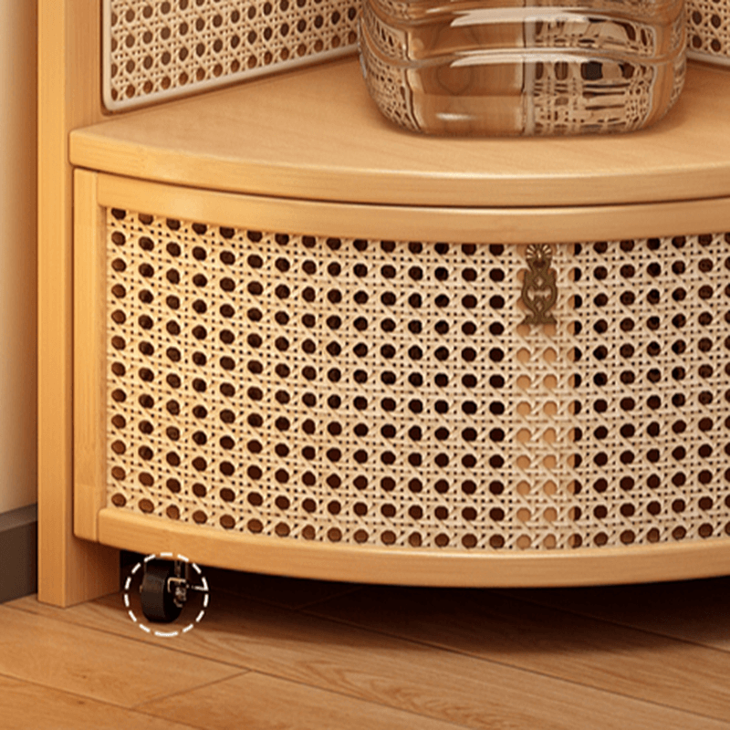 Modern Simple Nook Accent Cabinet with 2 Exterior Shelves, Storage Basket, and Midnight Black/Sepia Top - image 9