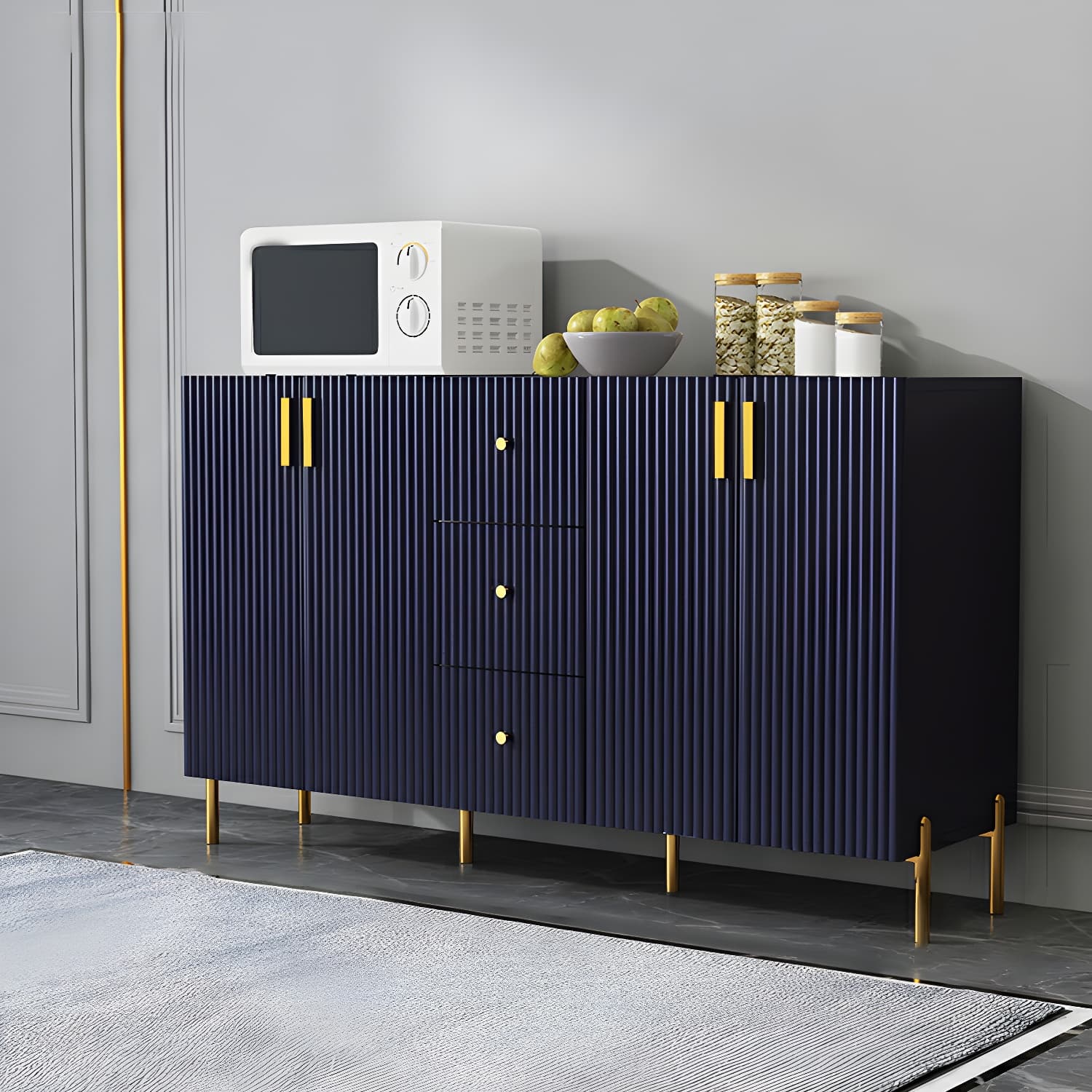 Living Room Glam Faux Wood Sideboard with Shelves and 3 Drawers - image 13