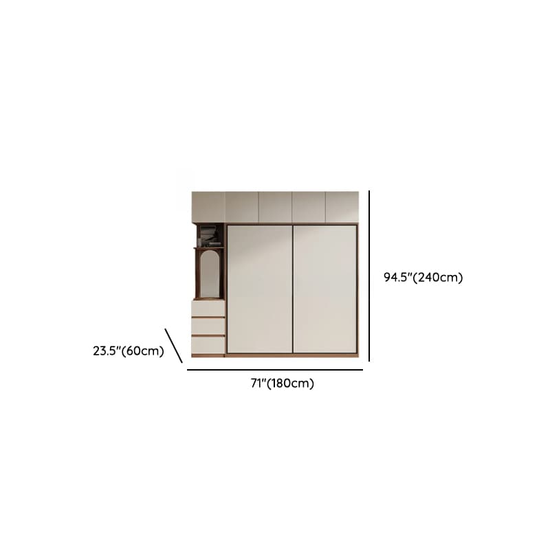Chalk Minimalist Laminate Cabinet Armoire with Soft Close Drawer, Soft Close Door, Interior Shelves, and Clothing Rod - image 16