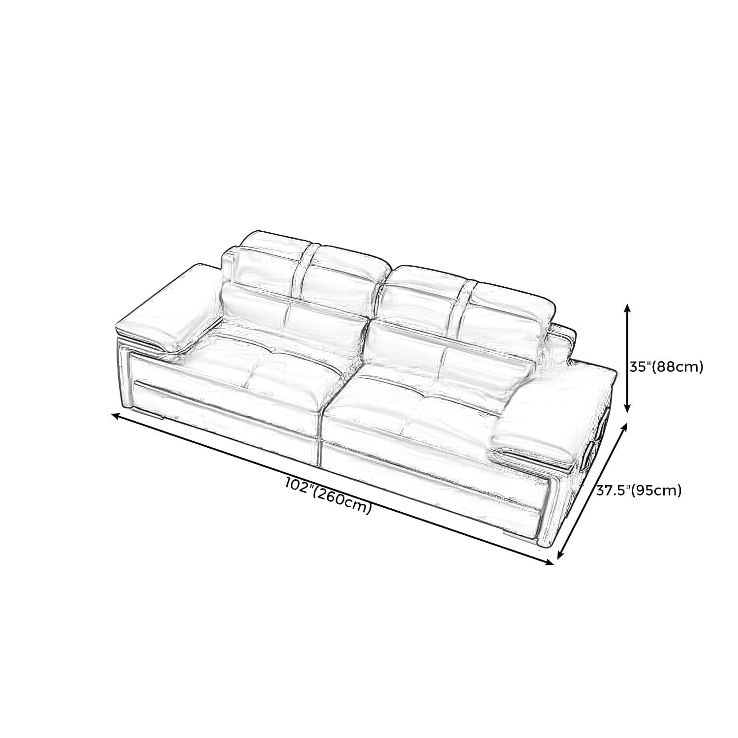 Genuine Leather Sectional 34.65"High Pillow Top Arm Sofa with Storage, Blue - image 15