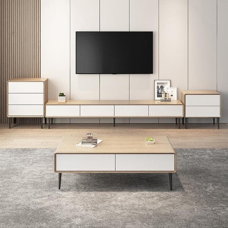 Modern Wooden Long and Low TV Stand with 4 Drawers, No Assembly Required, Dark Tone - image 14