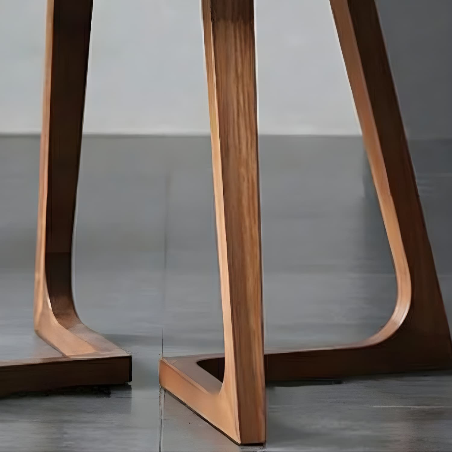 Scandinavian Brown Round Wood Dining Table with Double Pedestal Base - image 9