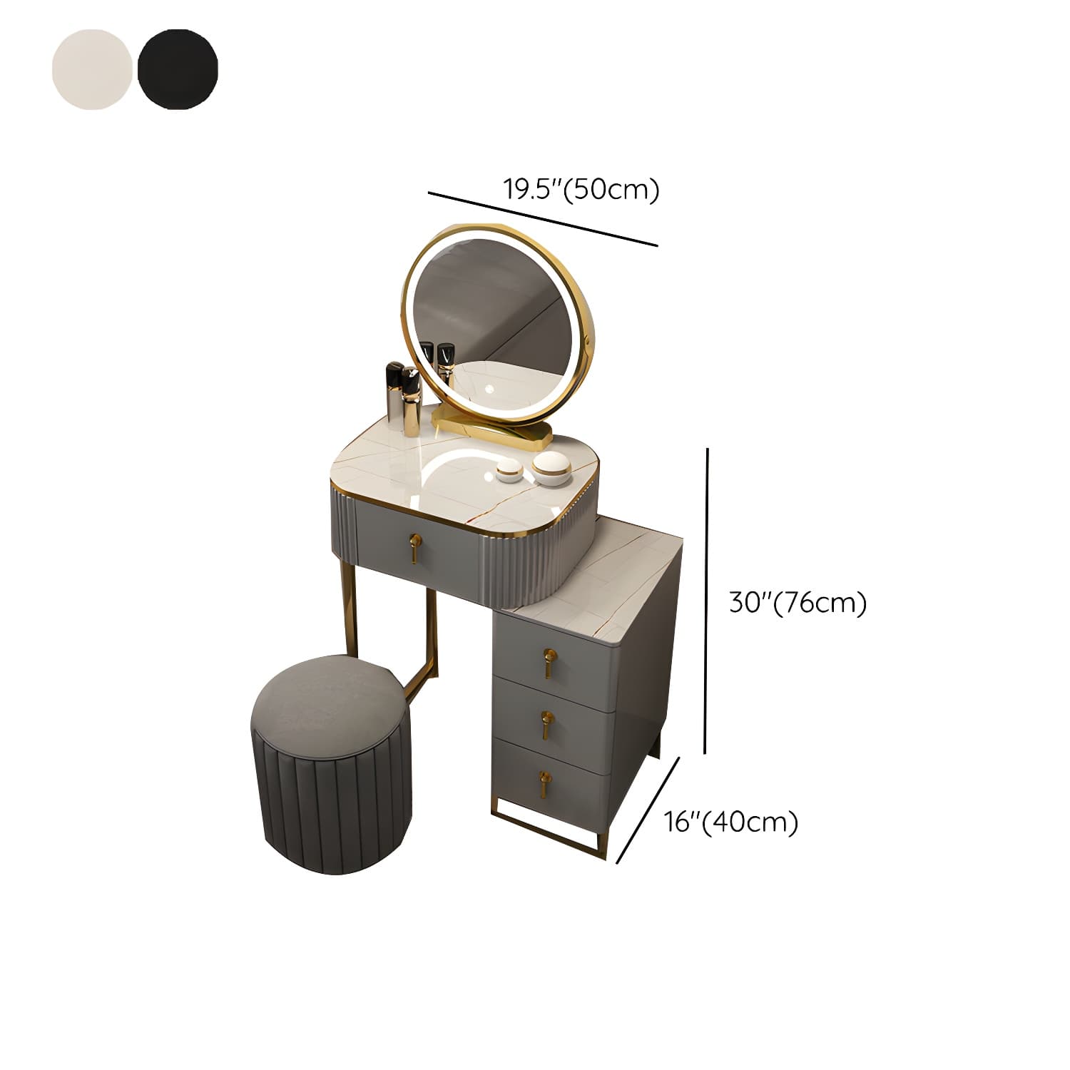 Contemporary Makeup Vanity Desk Table 29.9" H Bedroom Makeup Counter - image 25