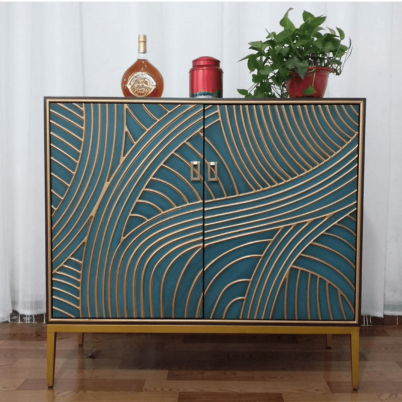 Art Deco Style Unattached Utility Cabinet with Cabinet Rings for Sitting Room