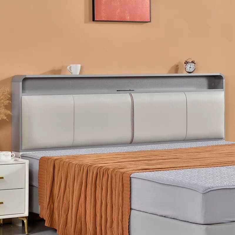 Simplistic Panel Headboard with Shelves, Rectangular Shape for Twin/Full/Twin XL Bed, Featuring Sponge Upholstery, Illumination Light, and Standard Height - image 3