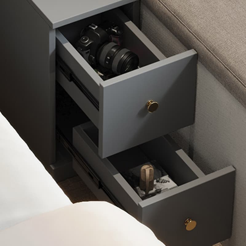 Modern Wood Open Storage Nightstand with 2drawers 3 shelves Height 160cm - Extra Tall Brown Design - image 8