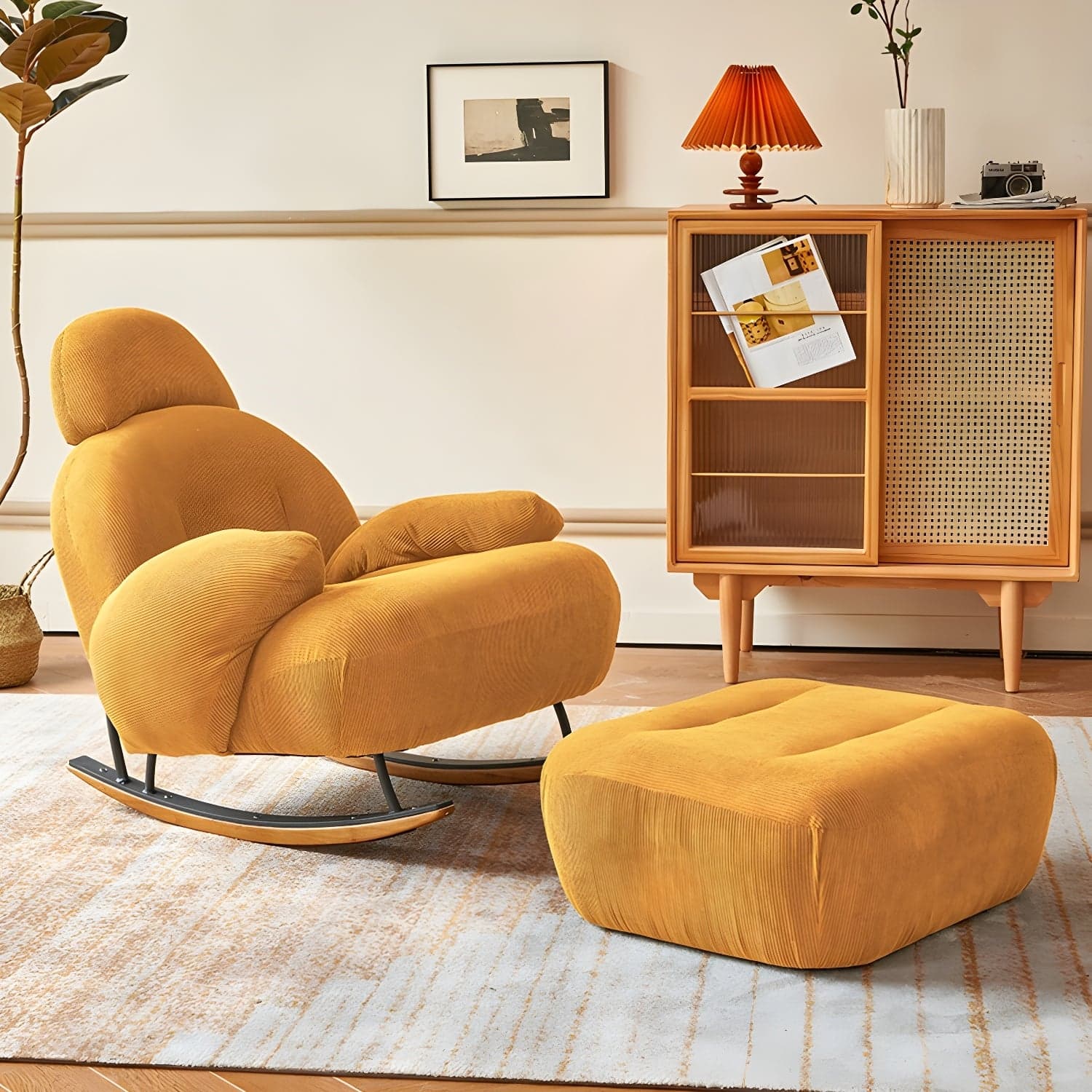 Rocking Accent Chair Solid Wood Contemporary Living Room Spindle - image 6
