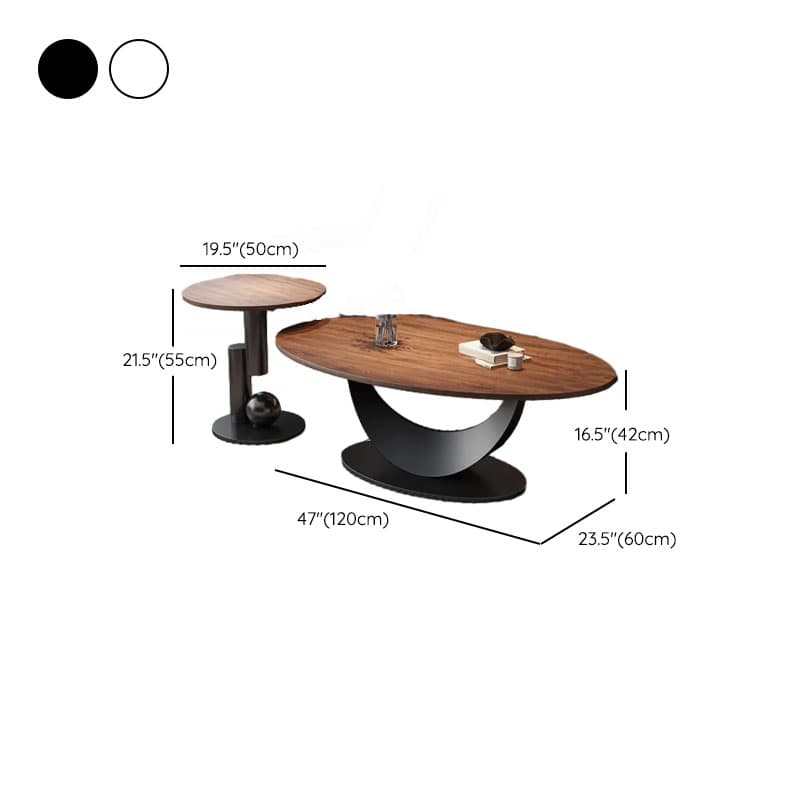 Trendy Cocoa Wooden Oval Single Accent Table with Metal Base - image 12