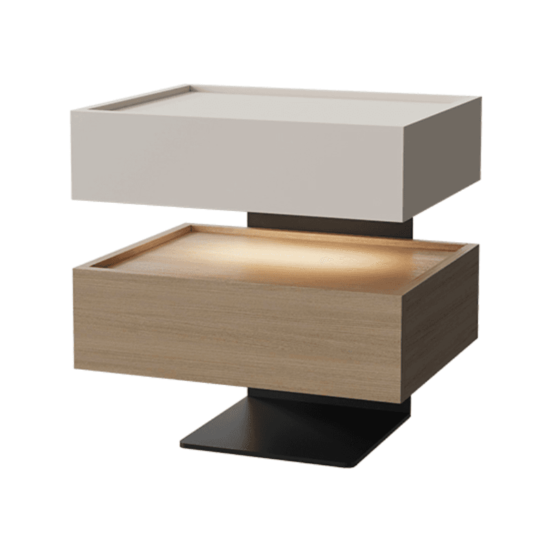 Organic Modern Open Nightstand with Composite Wood and Illuminating Feature - image 8