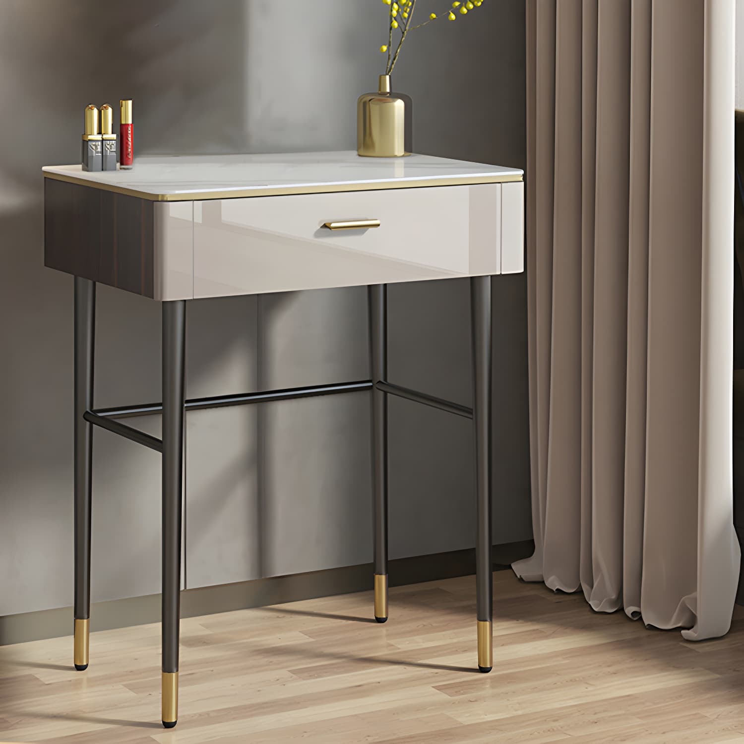 Modern Slate Top Vanity Makeup Table Set Grey Makeup Vanity Desk Table - image 3