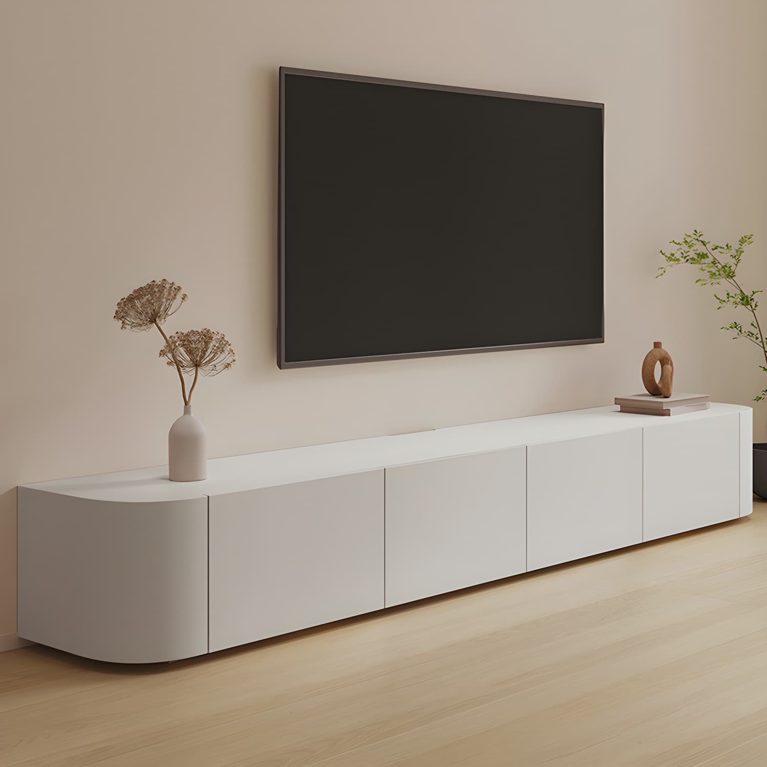 Modern Wood TV Stand Console White TV Media Stand with Drawers for Living Room - image 3