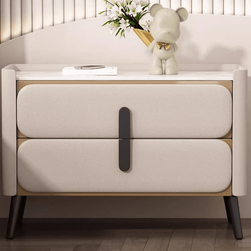 Simplistic Nightstand With Drawer Storage, 2 Drawers, Sintered Stone Countertop, and Leg - image 8