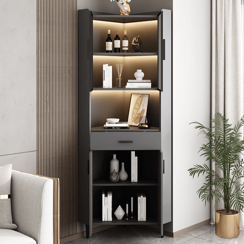 Damp-proof Scratch-immune Accent Cabinet with 1 Exterior Shelf, Glazed Door, Storm Gray Top, Soft Close Drawer, and Stain Resistant - image 4